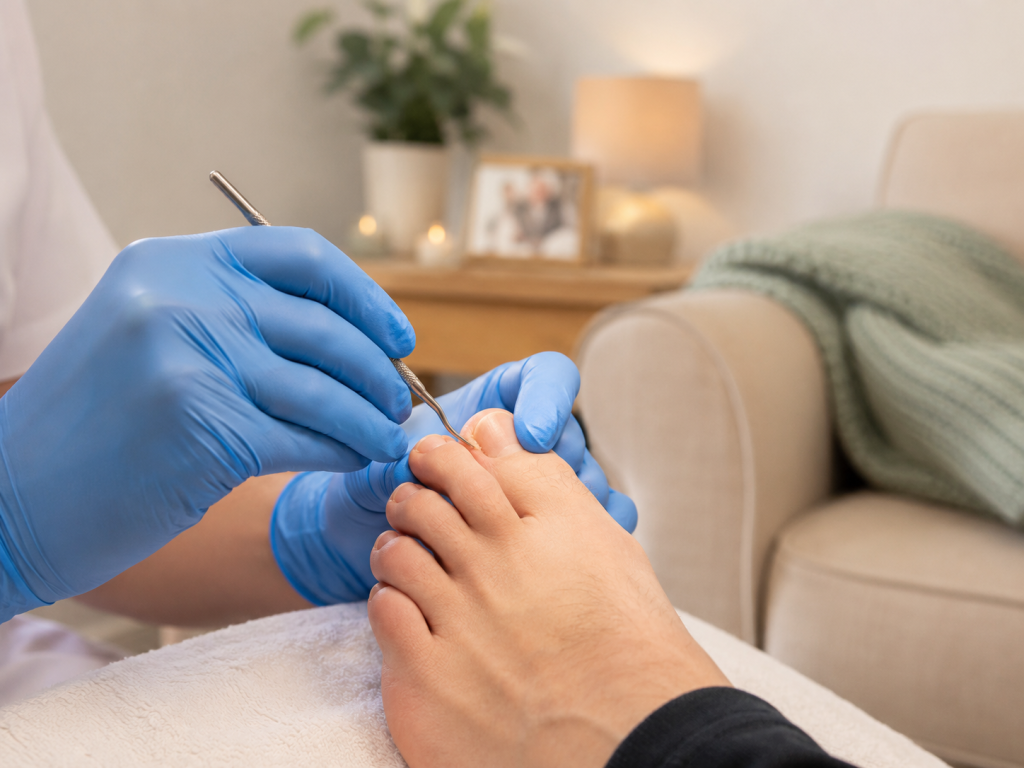 Podiatrist providing conservative care for an ingrowing toenail